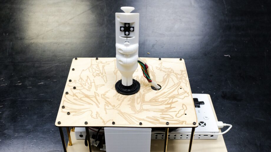 A 3d printed gaming joystick that allows people to play games with one hand only.