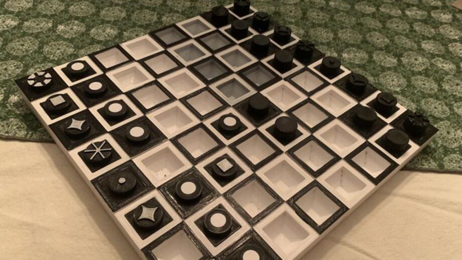a 3d printed tactile chess set.