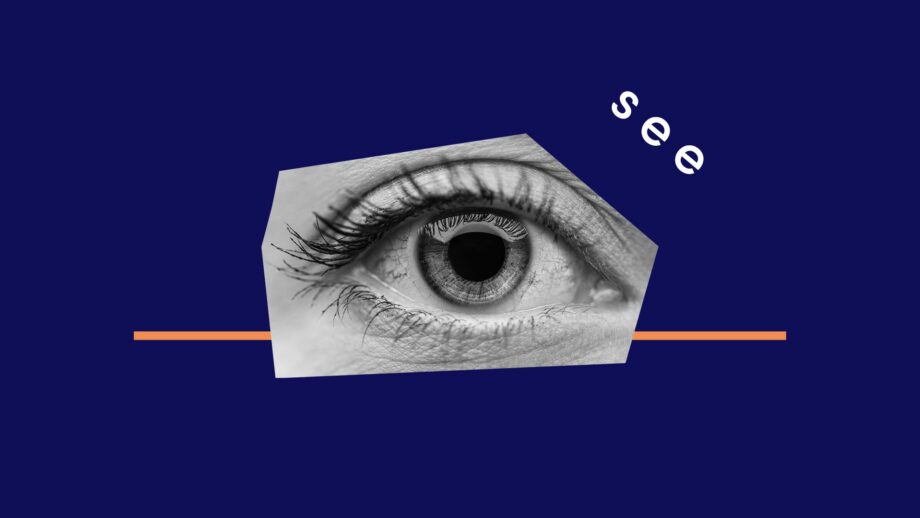 A collage cutout of an eye.