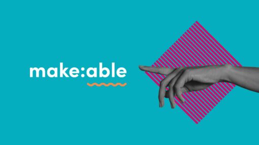 A hand pointing to the word 'Make:able'.