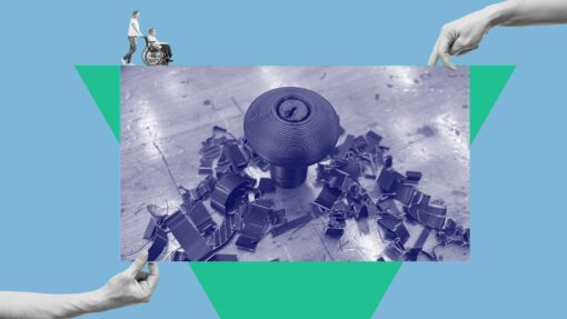 Photomontage of a failed 3D print.