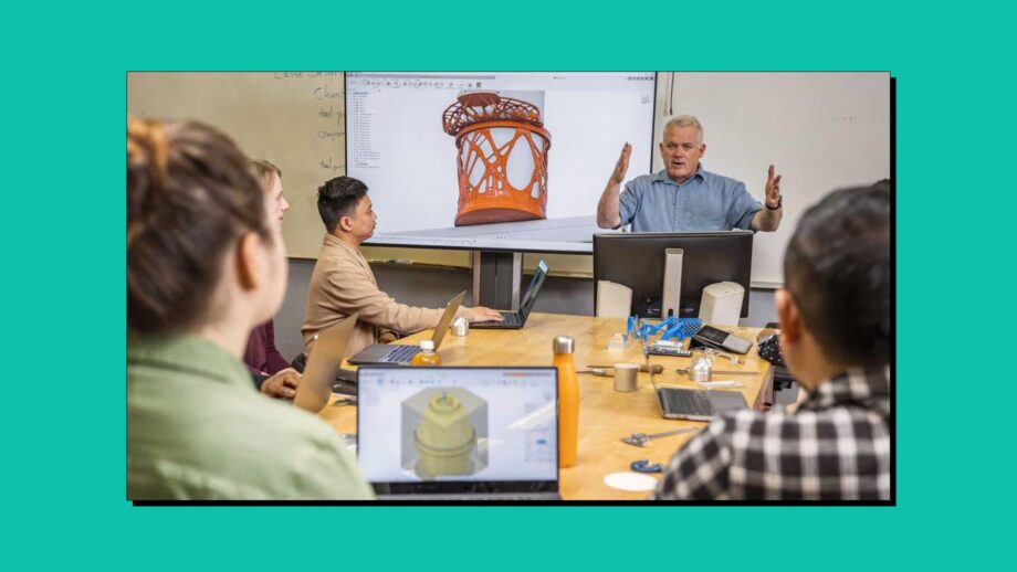An Autodesk instructor teaching a class of students.