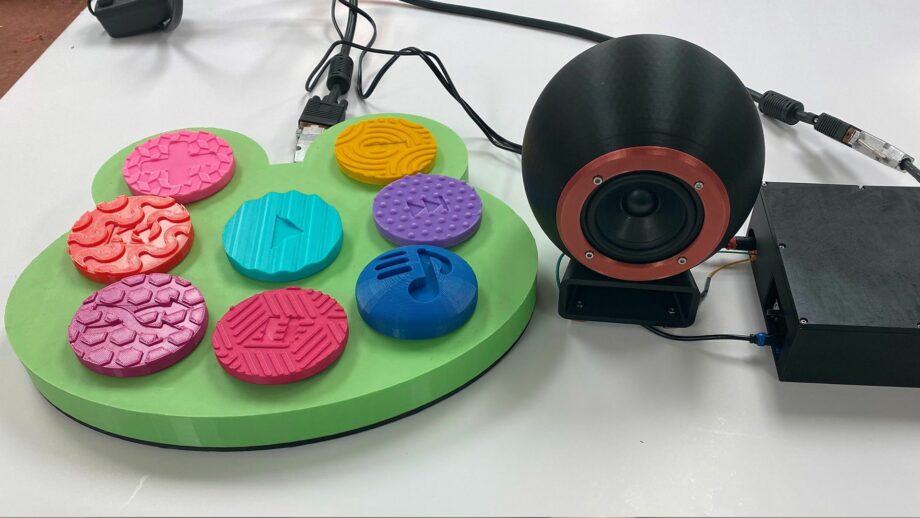 A 3d printed sound toy connected to Alexa and a speaker.