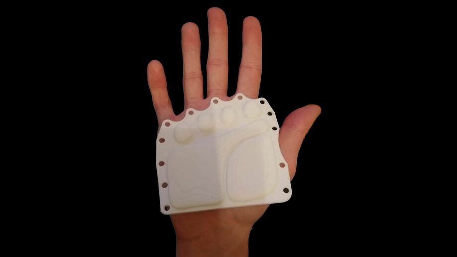A 3D printed hand prosthetic.
