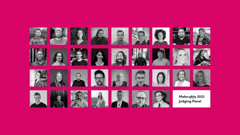 A grid of headshots showing the Make:able 2023 judging panel.