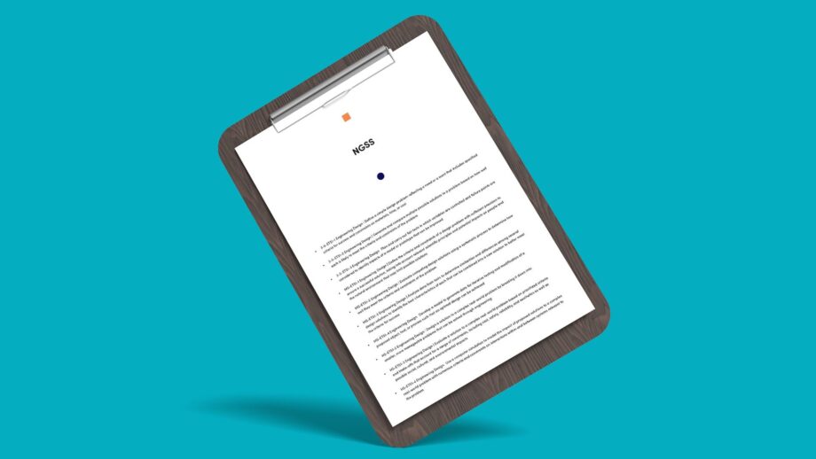 A Make:able curriculum alignment document showing the NGSS standards met during the challenge.