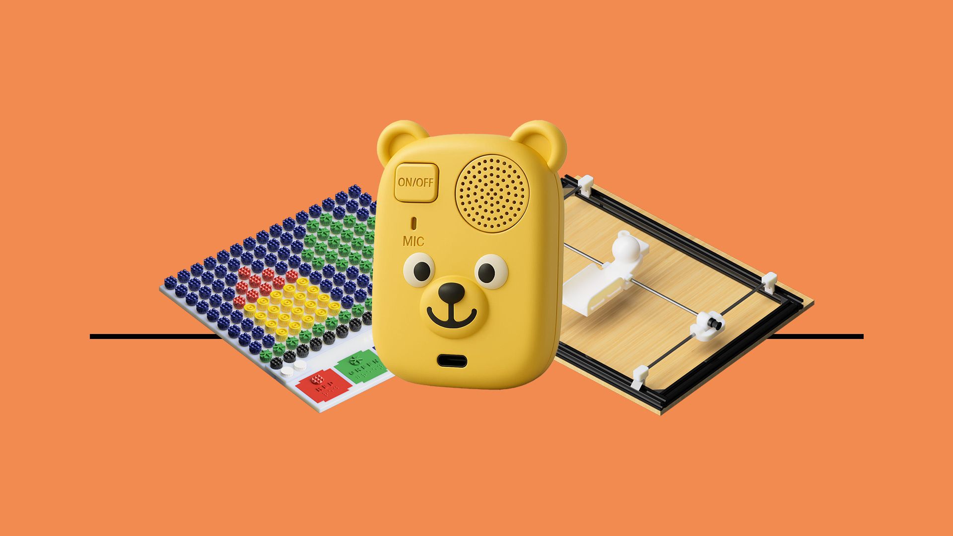 A digital render showing 3 finalist submissions to the 2025 Make:able Challenge.