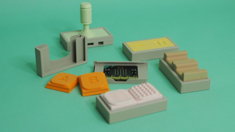 Multiple Tap switch devices with varied button designs on a green background for accessible tech control.