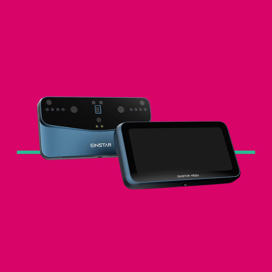 front and back views of the Einstar Vega 3D scanner on a plain background.