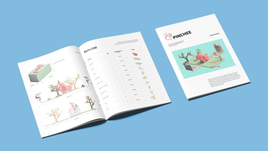 A printed guide showing the MakerGuide for Pinchee.