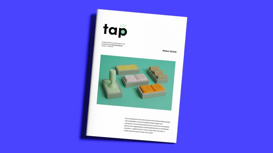 A printed guide showing the MakerGuide for Tap.